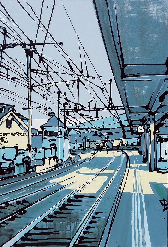 Bahnhof Giesshübel — 2014, Acryl auf Leinwand, 180 × 120 cm