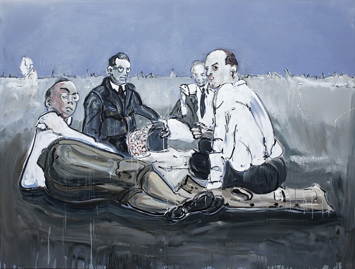 Die Leitung — 2017, Acryl auf Leinwand, 150 × 200 cm