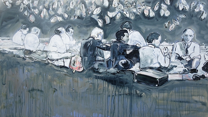 Die Obersten — 2017, Acryl auf Leinwand, 120 × 210 cm
