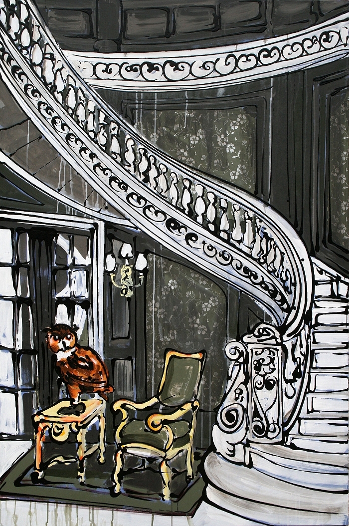 Eule — 2015, Acryl auf Leinwand, 180 × 120 cm