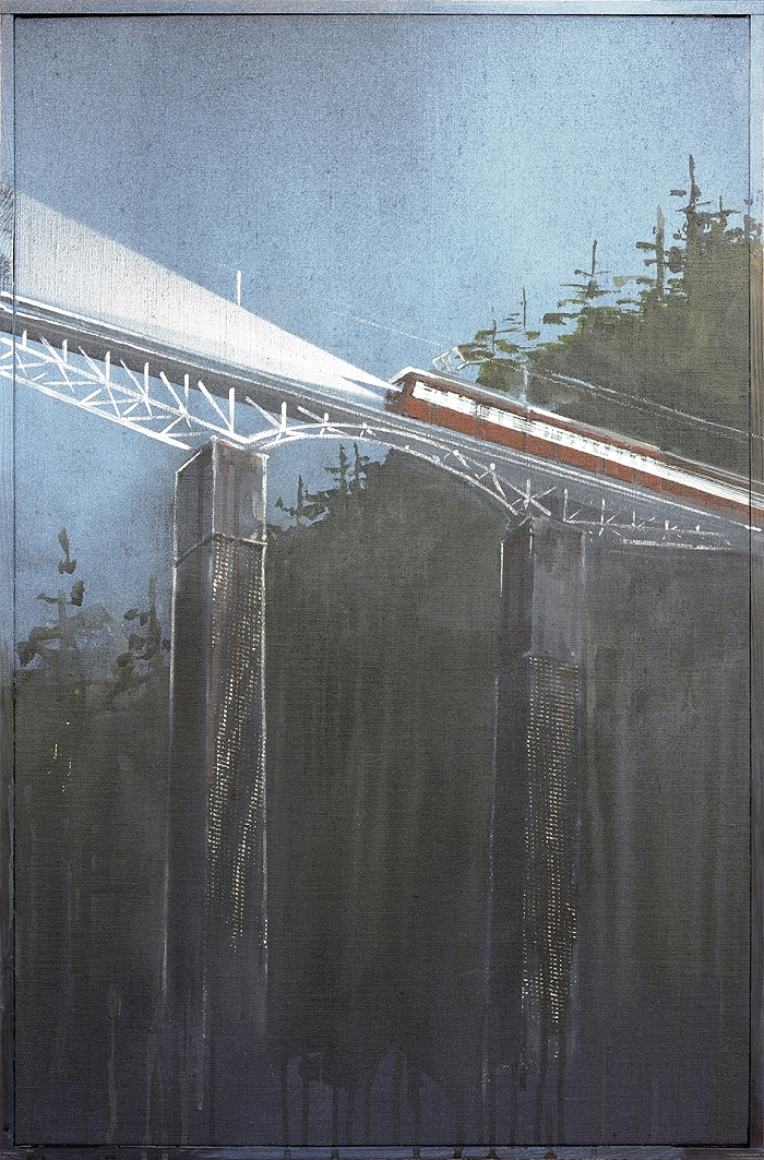 Findelbachbrücke — 2021, Acryl auf Leinwand, 82 × 52 cm