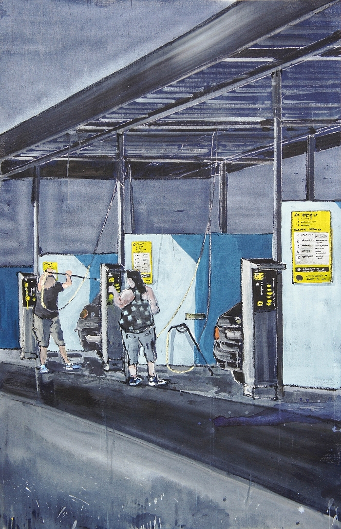 Happy Car Wash — 2019, Acryl auf Leinwand, 160 × 100 cm