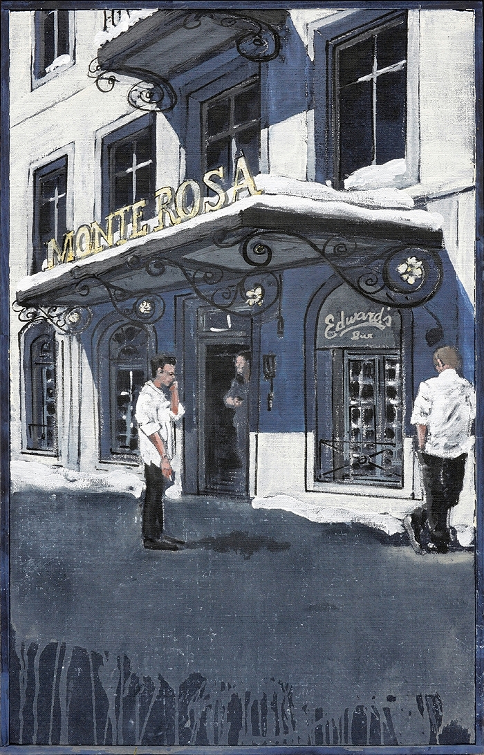 Hotel Monte Rosa — 2021, Acryl auf Leinwand, 82 × 52 cm