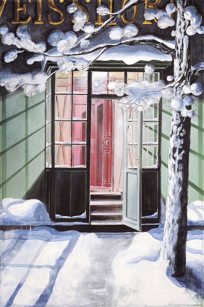 Hotel Weisshorn — 2023, Acryl auf Leinwand, 182 × 122 cm