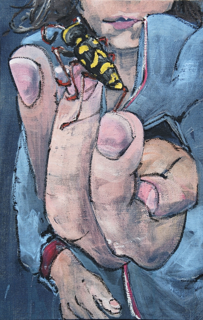 Insekt — 2019, Acryl auf Leinwand, 68 × 43 cm