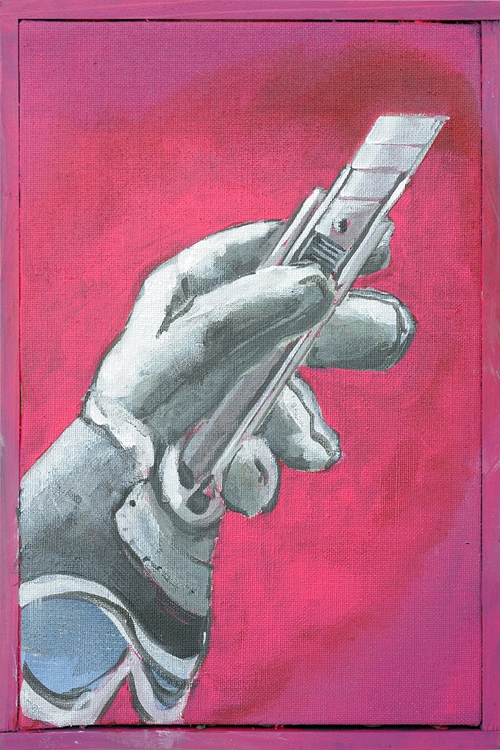 Japanmesser — 2021, Acryl auf Leinwand, 43 × 23 cm