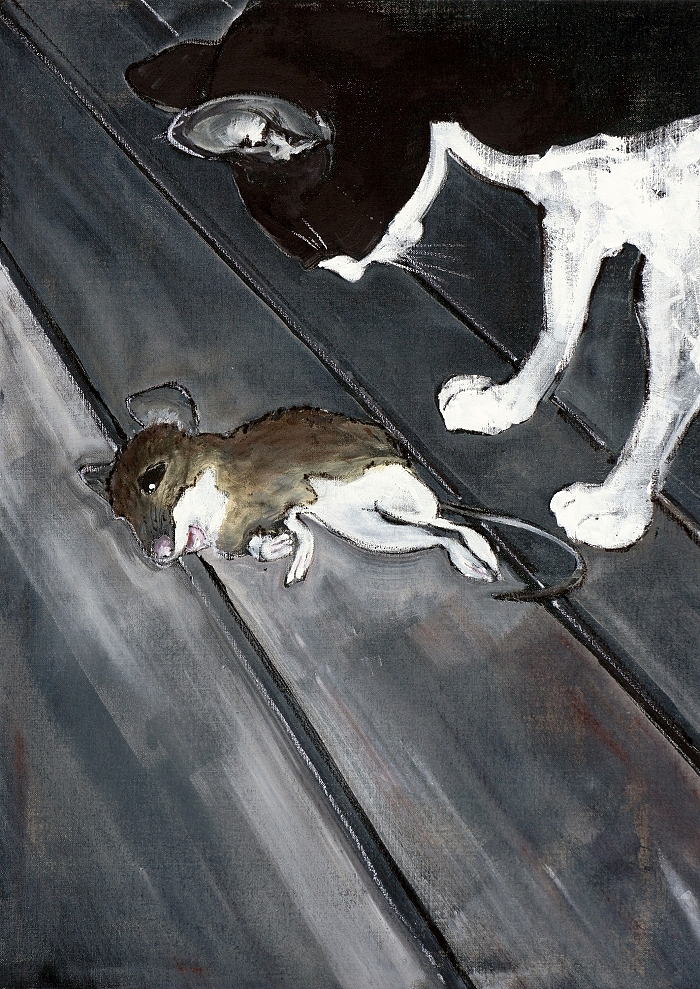 Karlo und Micky — 2019, Acryl auf Leinwand, 100 × 72 cm