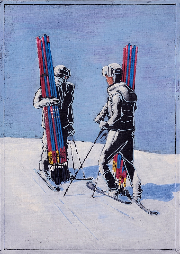 Kippstangen — 2022, Acryl auf Leinwand, 47 × 32 cm