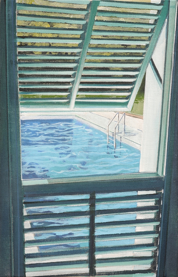Pool — 2025, Acryl auf Leinwand, 64 × 42 cm