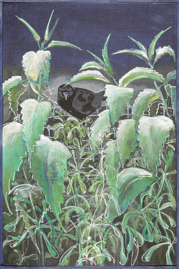 Rabe — 2022, Acryl auf Leinwand, 102 × 68 cm