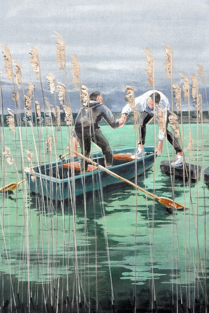 Ruderboot — 2024, Acryl auf Leinwand, 80 × 50 cm