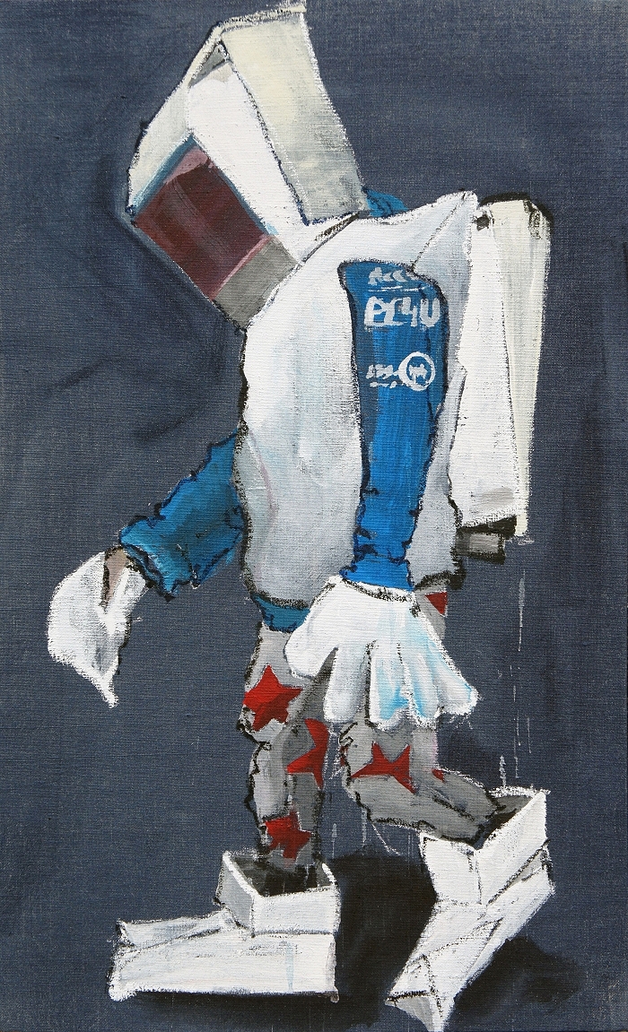 Schutzanzug — 2019, Acryl auf Leinwand, 80 × 50 cm