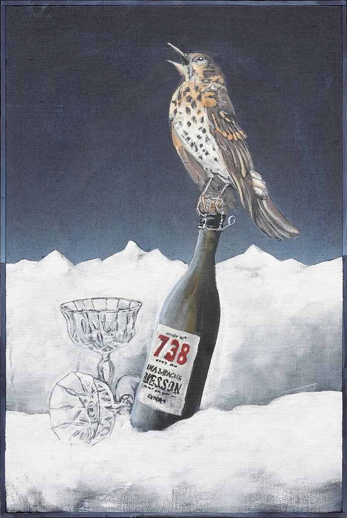 Singdrossel — 2021, Acryl auf Leinwand, 102 × 68 cm