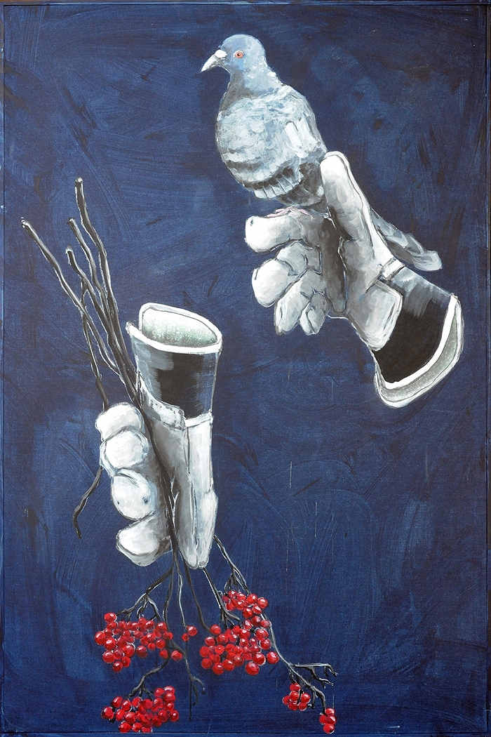 Taube — 2021, Acryl auf Leinwand, 162 × 108 cm