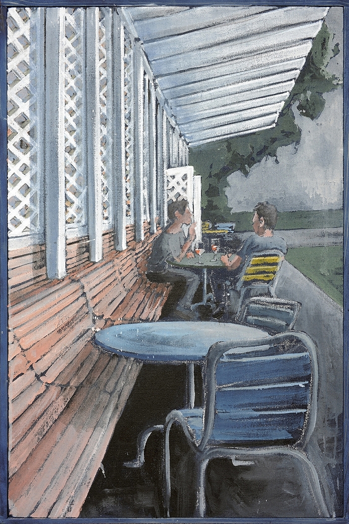 Badi Mythenquai — 2020, Acryl auf Leinwand, 82 × 52 cm