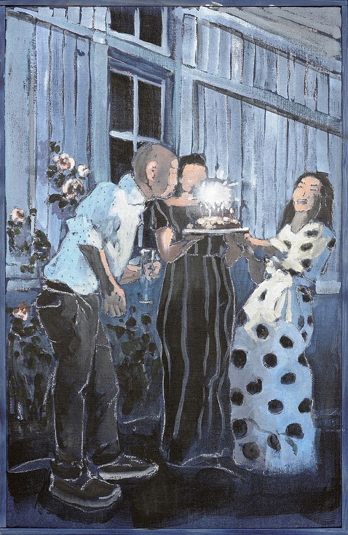 Geburtstagskuchen — 2020, Acryl auf Leinwand, 82 × 52 cm
