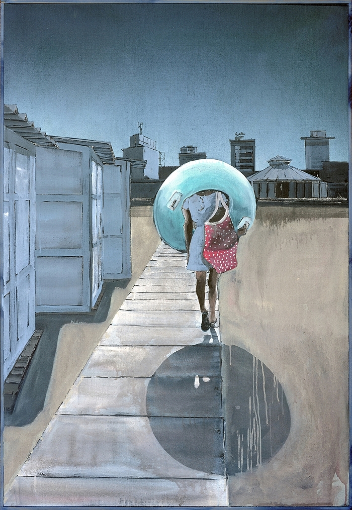Schwimmreifen — 2020, Acryl auf Leinwand, 142 × 96 cm